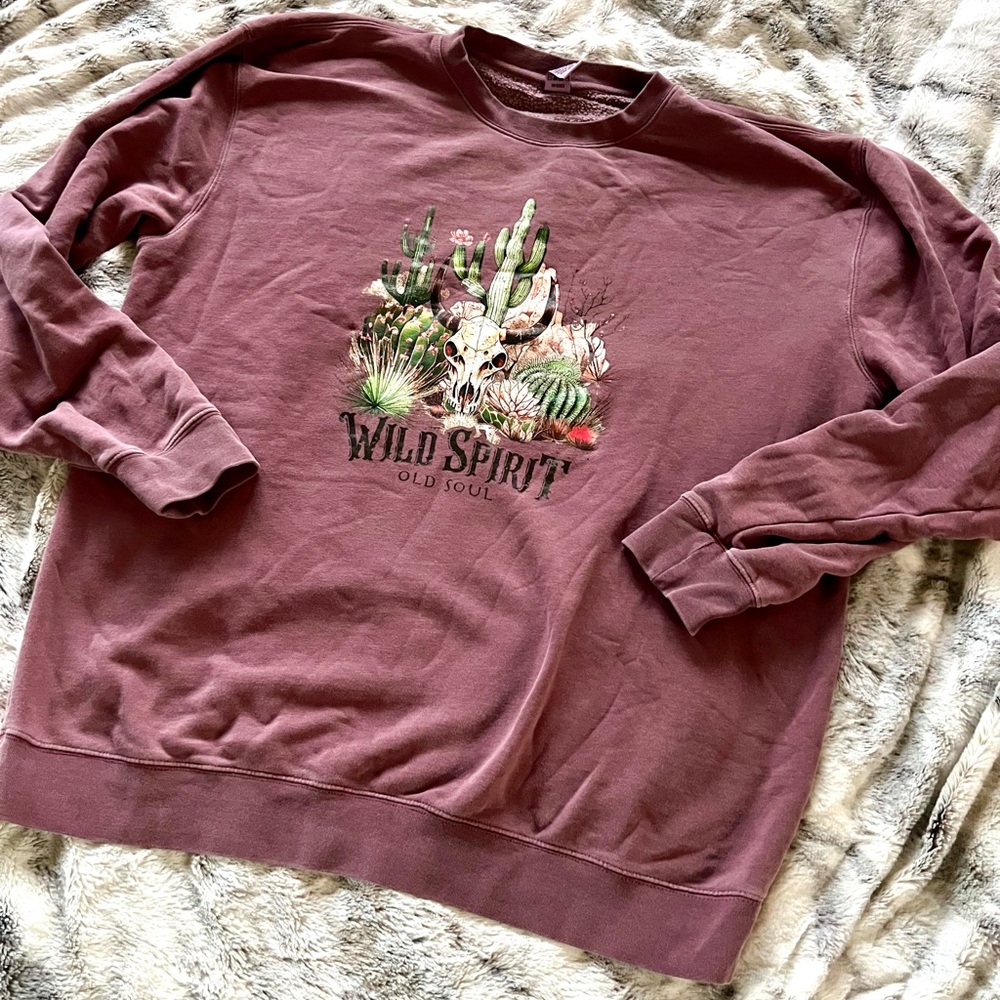 Spirit Old Soul Women’s Mauve Crewneck Western Sweatshirt XL